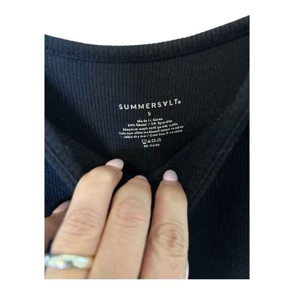 T8 Summersalt Women’s The Softest Ribbed Tie Bow Shoulder Maxi Dress Sz S - Picture 5 of 5